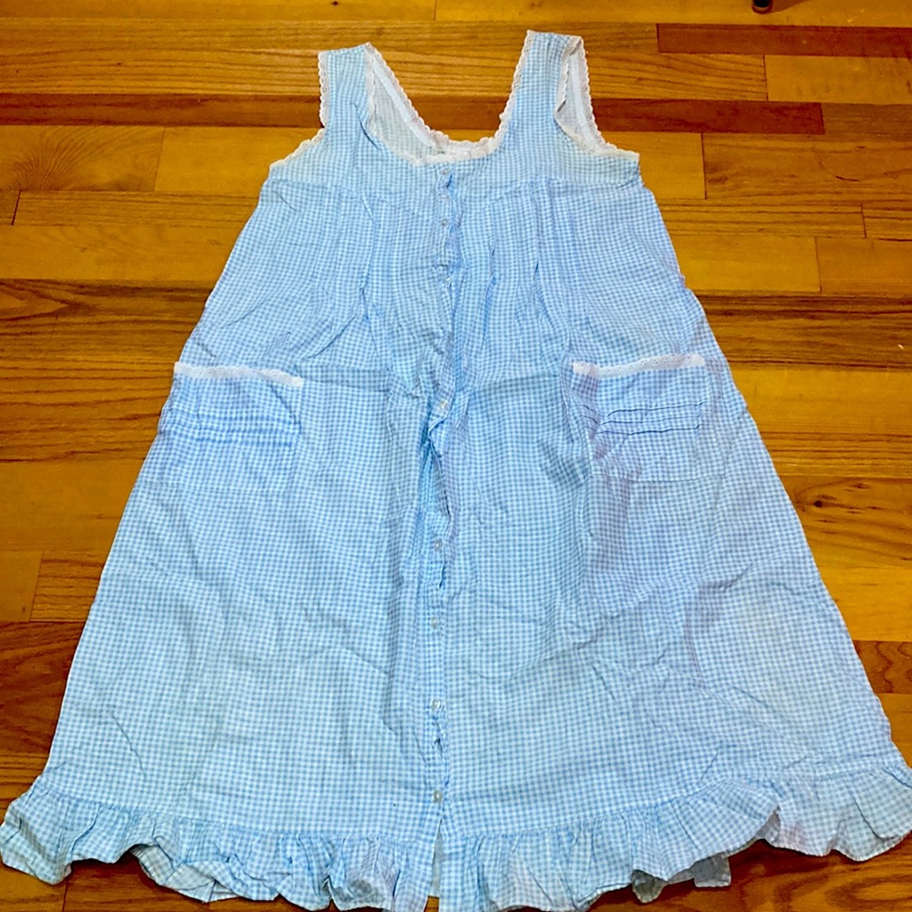 Ilise Stephens Blue & White Gingham Housedress, Fits Size 10, 100% Cotton. Cool